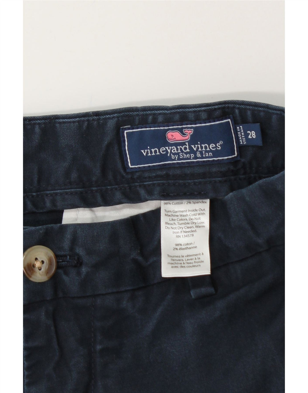 VINEYARD VINES Мужские шорты чинос W28, маленькие, темно-синие, хлопок