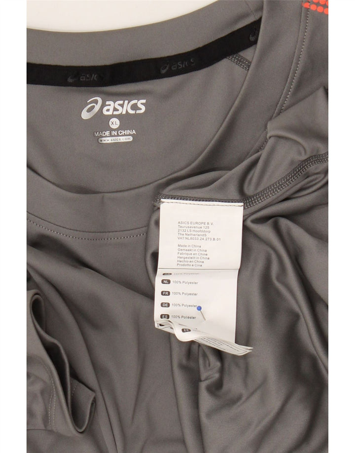 Мужская футболка Asics Top XL Серая из полиэстера с геометрическим рисунком