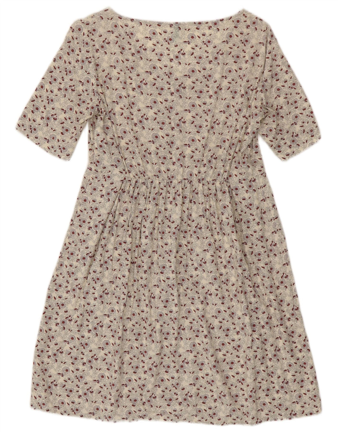 Женское платье трапециевидного силуэта BENETTON UK 6 XS Off White, вискоза с цветочным принтом