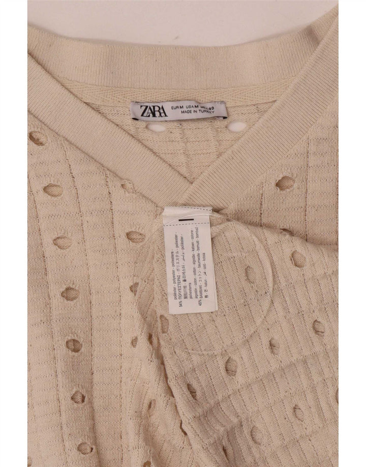 Zara Женский жилет Top UK 14 Средний Бежевый Полиэстер