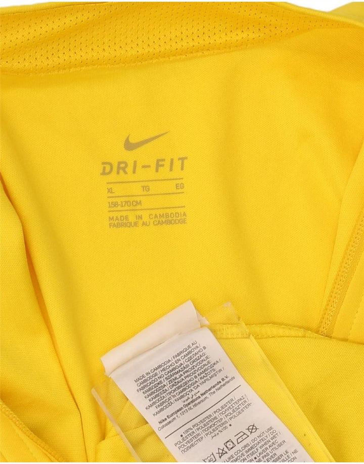 NIKE Boys Dri Fit Tracksuit Top Jacket 13-14 Years XL Yellow Polyester