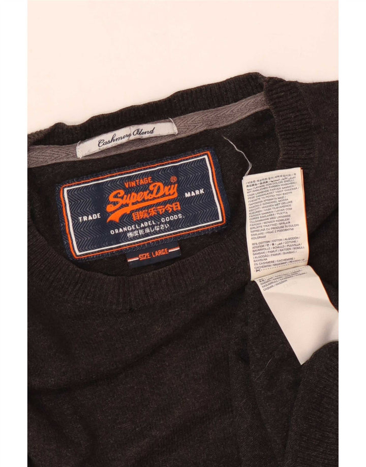 Мужской джемпер с круглым вырезом Superdry, большой коричневый хлопковый свитер