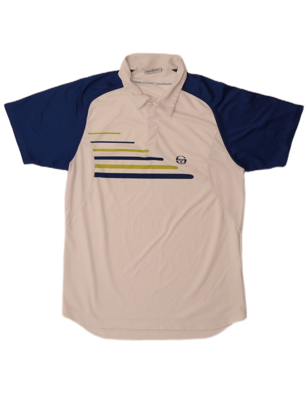 Мужская рубашка-поло Sergio Tacchini, большая белая полиэстер с цветными блоками