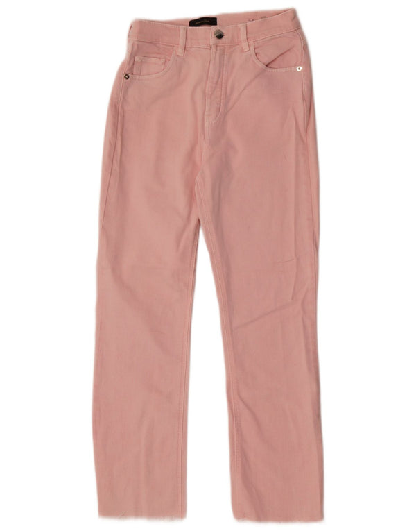 Женские укороченные расклешенные джинсы Massimo Dutti со средней посадкой EU 34 2XS W24 L26 Розовые