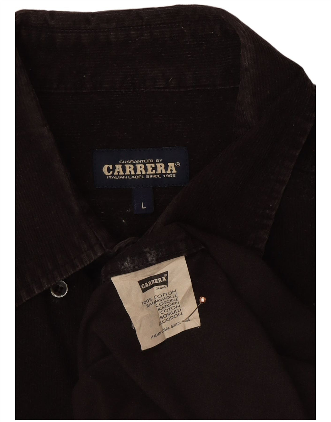 Мужская вельветовая рубашка CARRERA, большая черная, хлопок