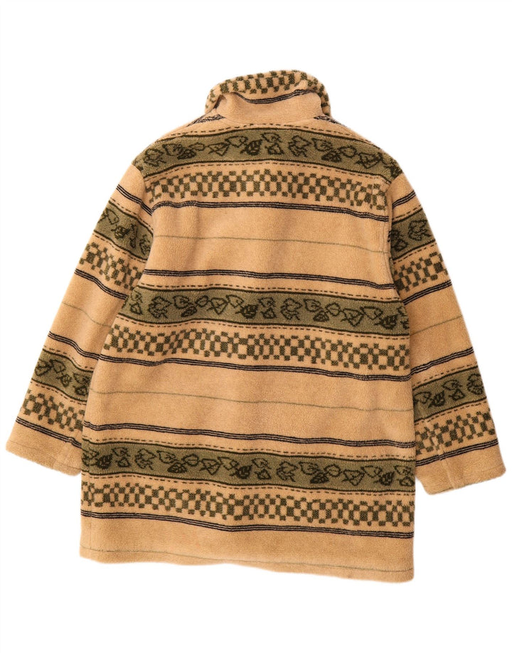 Винтажное женское пальто большого размера из флиса EU 40, средний цвет в бежевую полоску