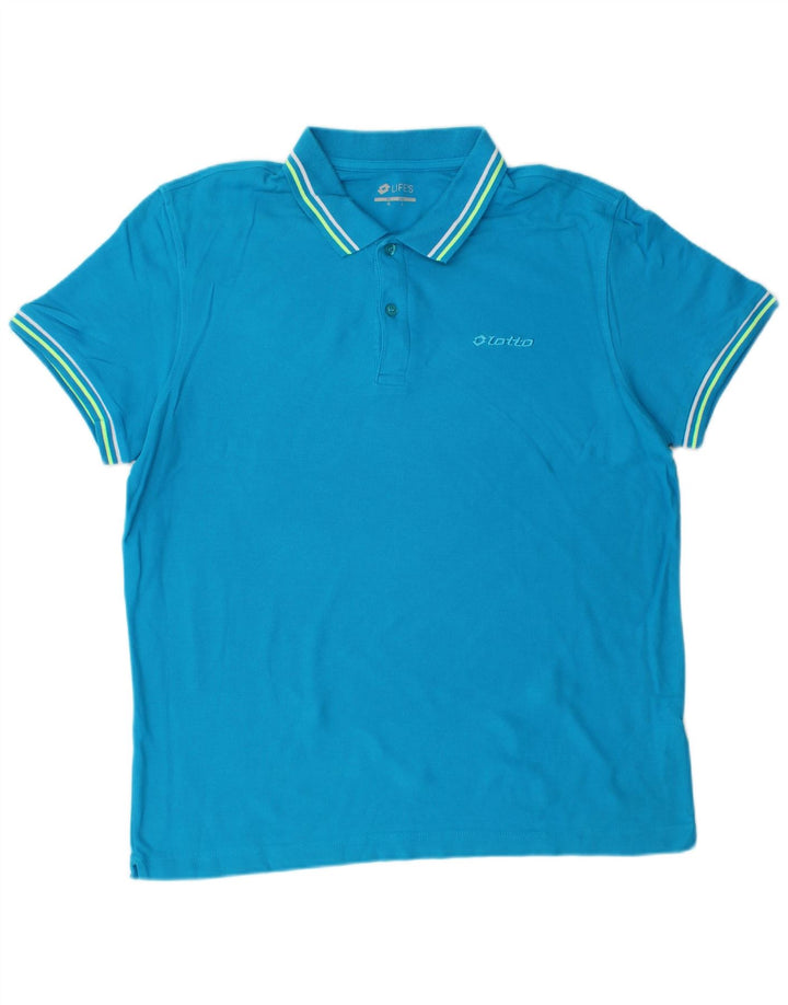 LOTTO Mens Polo Shirt Large Blue Cotton