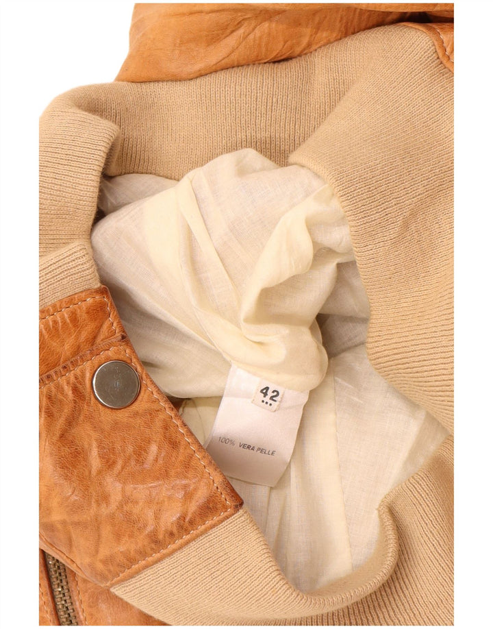 Daniele Alessandrini Женская кожаная куртка IT 42 Medium Brown Leather