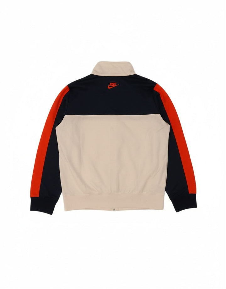 NIKE Boys Graphic Tracksuit Top Jacket 12-13 Years Large White Colourblock