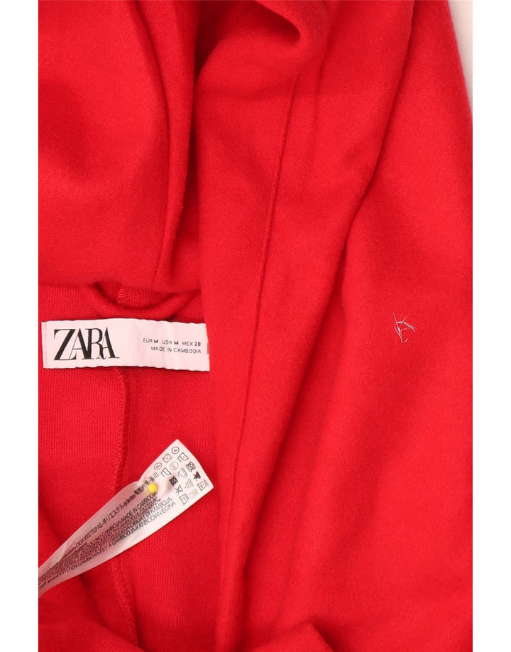 Женское пальто с капюшоном Zara UK 14, средний красный полиэстер