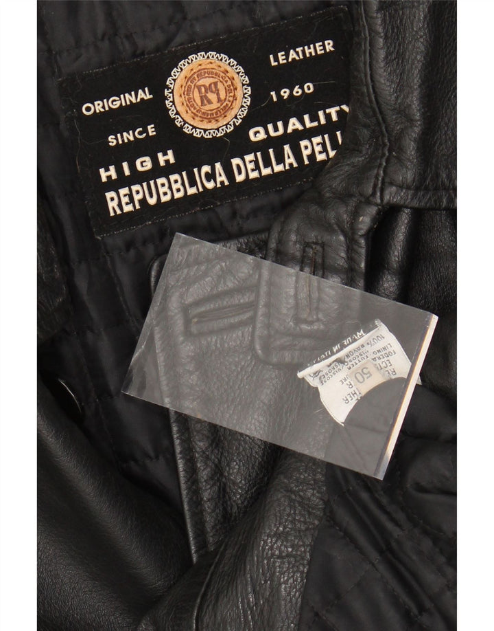 Мужская кожаная куртка VINTAGE IT 50 большая черная кожа