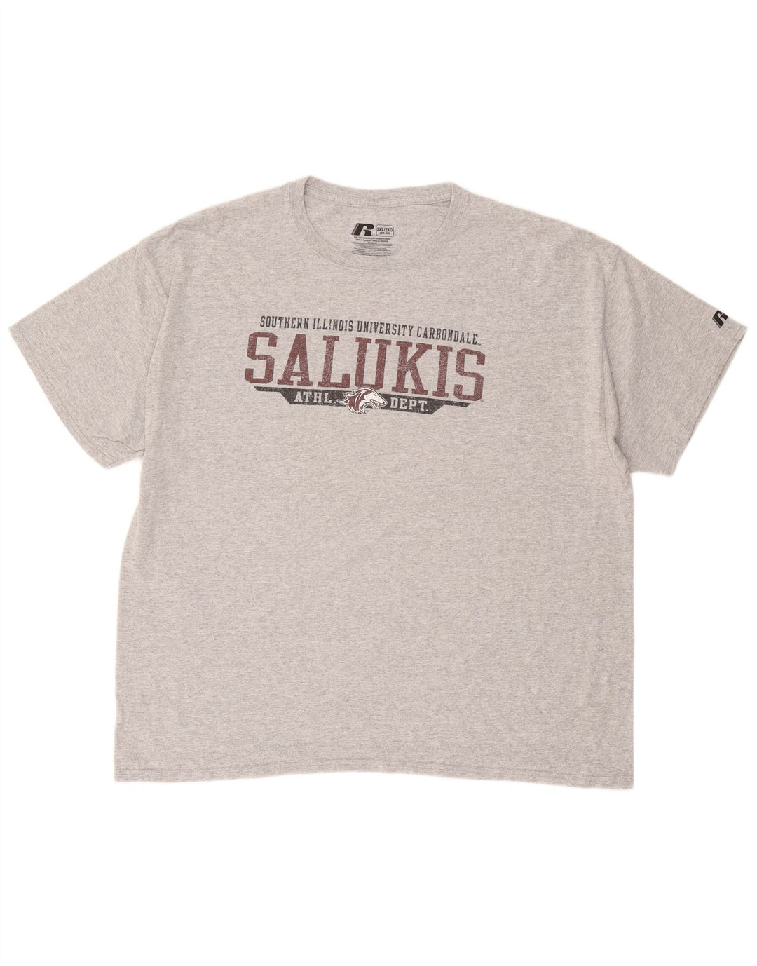 Мужская футболка RUSSELL ATHLETIC Salukis с рисунком, 2XL, серый хлопок