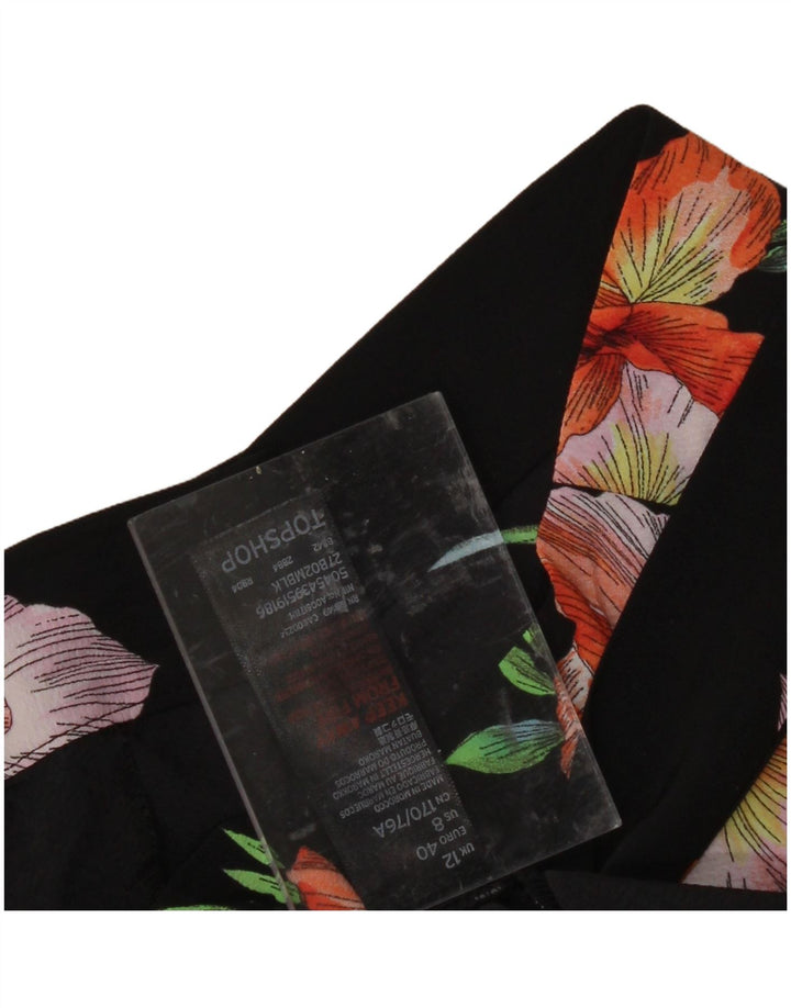 TOPSHOP Womens Asymmetrical Skirt UK 12 Medium W30  Black Floral Polyester