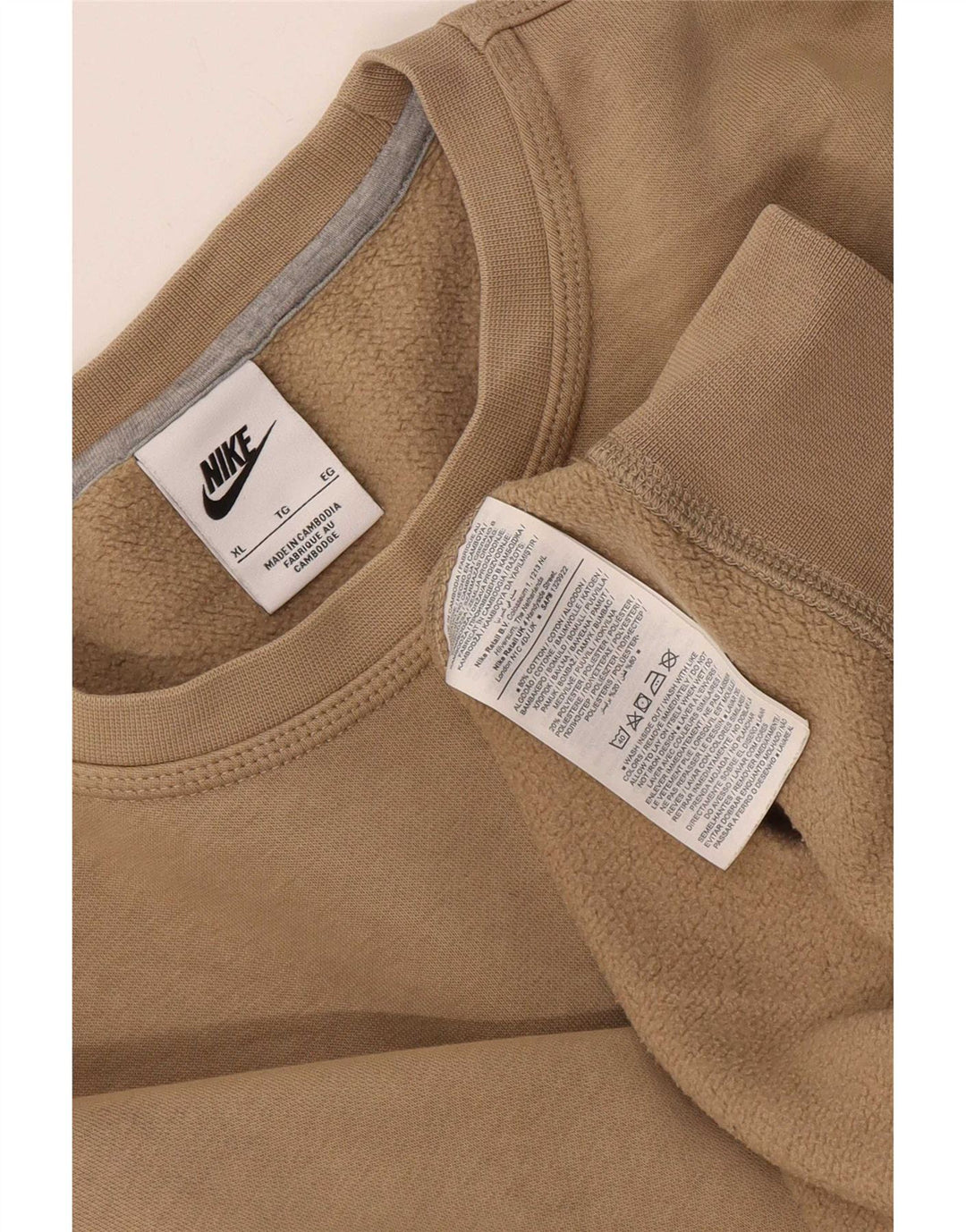 Мужской свитшот Nike Regular Fit, джемпер XL, бежевый, хлопок