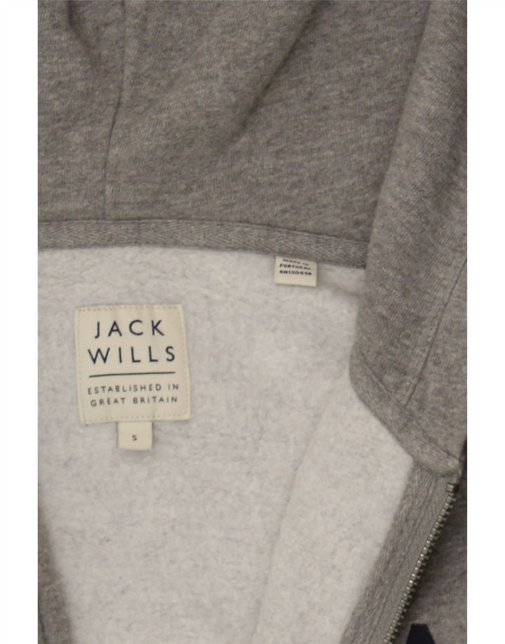 JACK WILLS Mens Zip Hoodie Sweater Small Grey Cotton Vintage Jack Wills and Second-Hand Jack Wills from Messina Hembry 