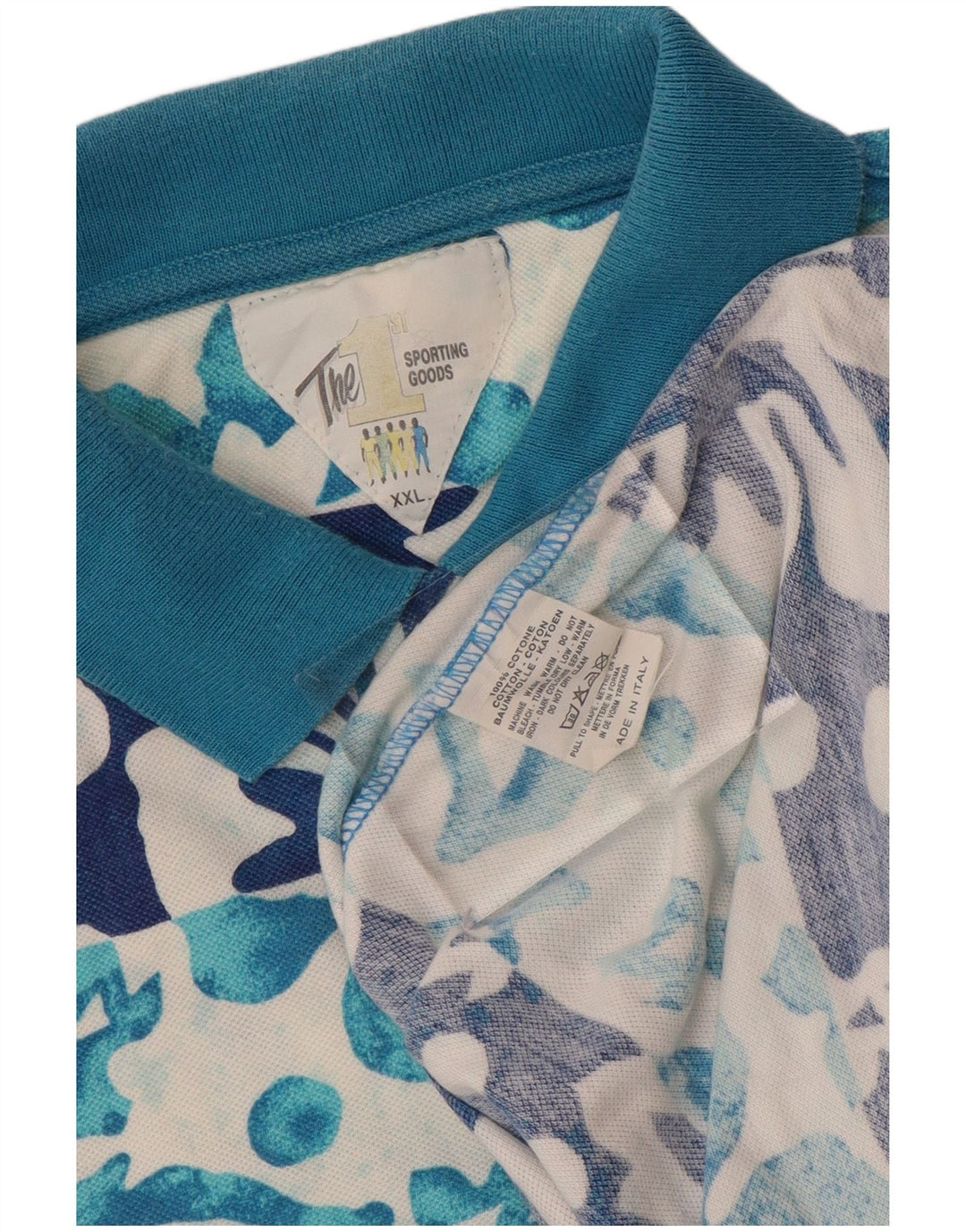 Мужская рубашка поло VINTAGE 2XL, синяя хлопковая рубашка с цветочным принтом