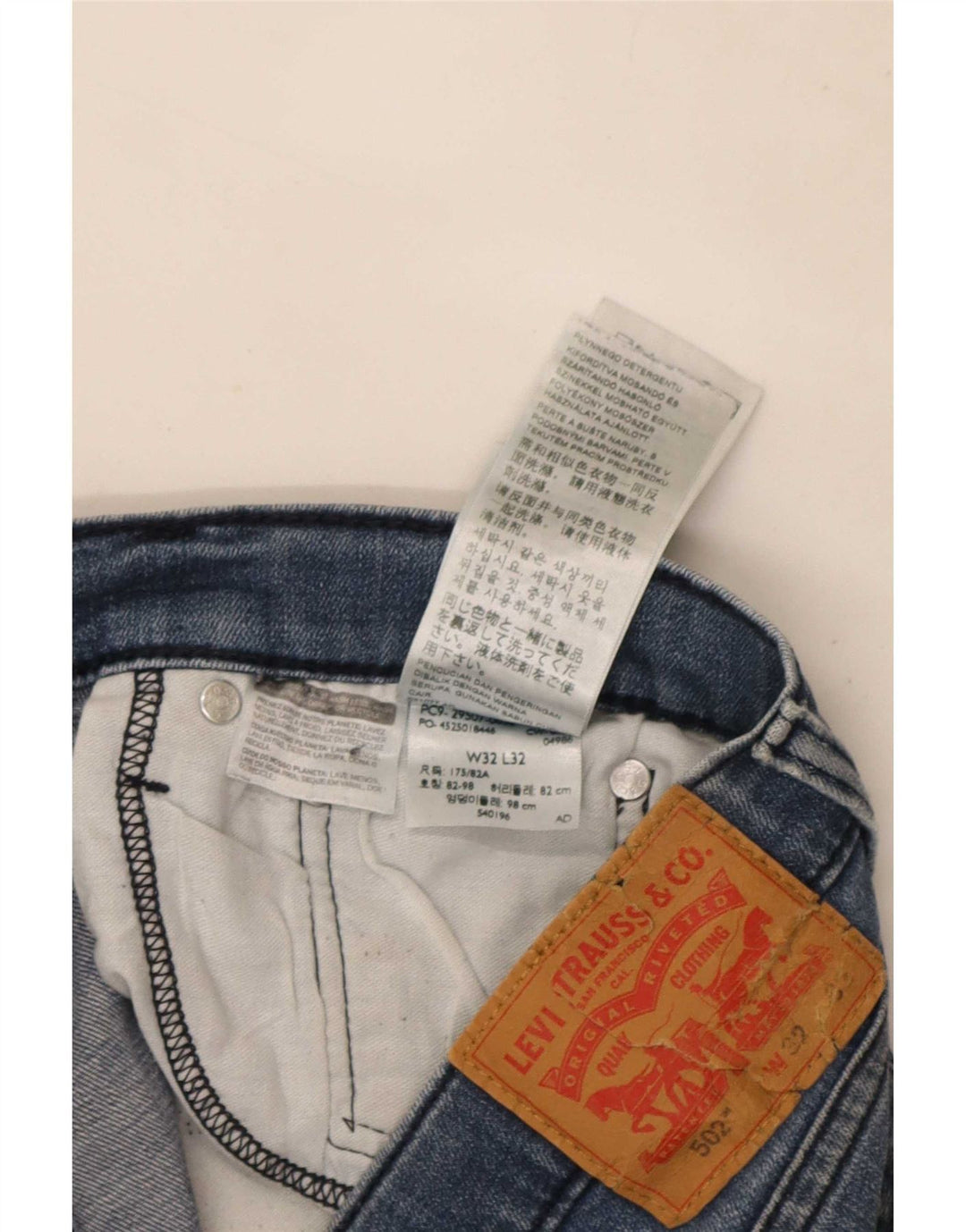 Мужские зауженные джинсы Levi's 502 W32 L32 синие, хлопок