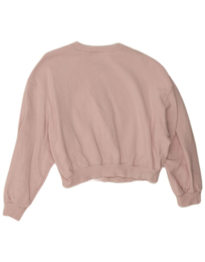 Женский укороченный свитшот оверсайз Zara UK 14, хлопковый средний розовый цвет