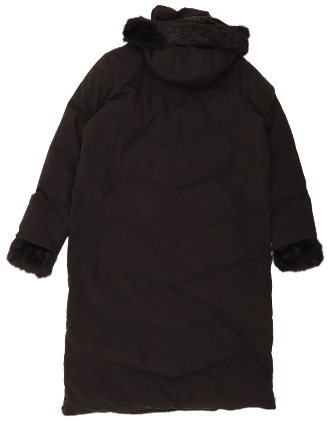 Женское стеганое пальто с капюшоном ZARA UK 16, большой черный полиэстер