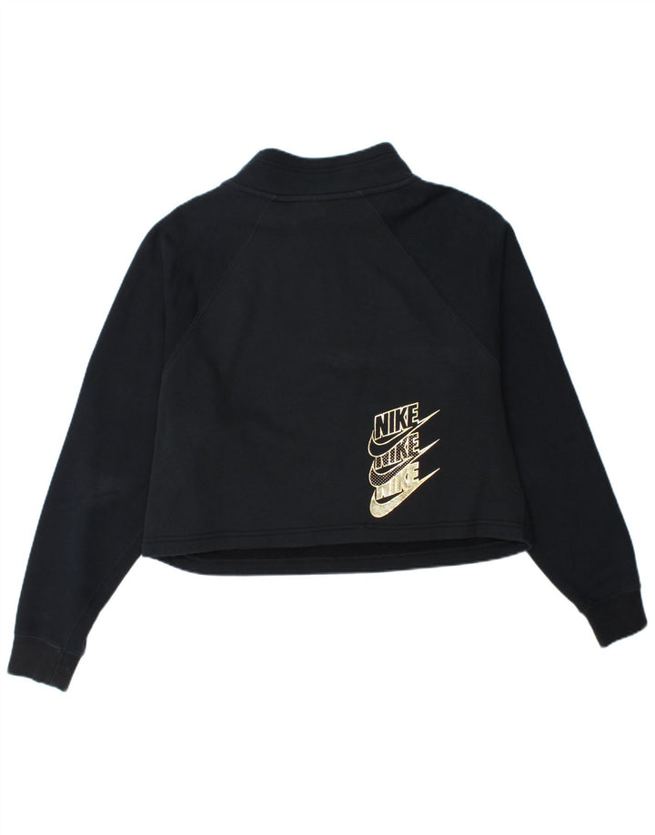 Женский свитер с воротником на молнии с графическим рисунком Nike UK 14, средний темно-синий