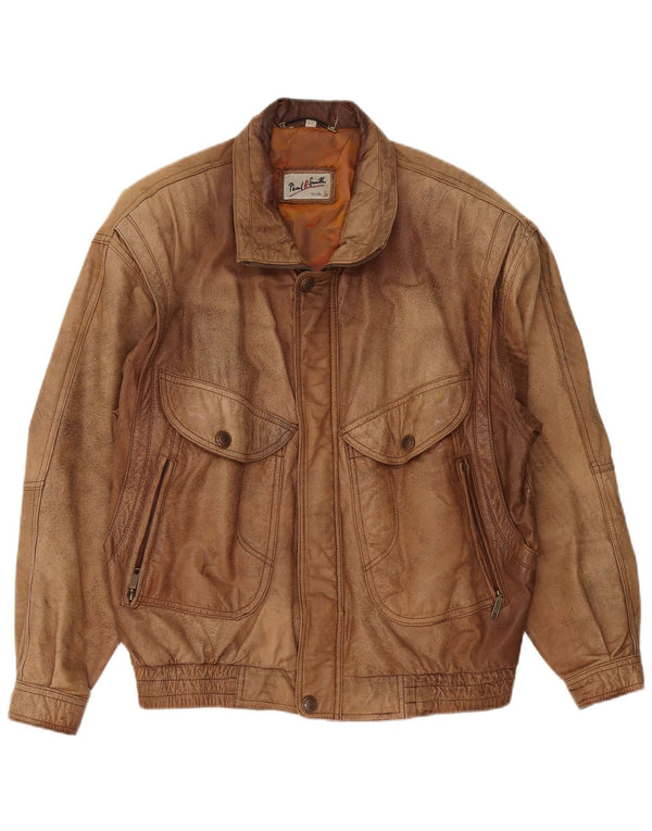 Мужская кожаная куртка Paul Smith IT 52 XL Коричневая кожа