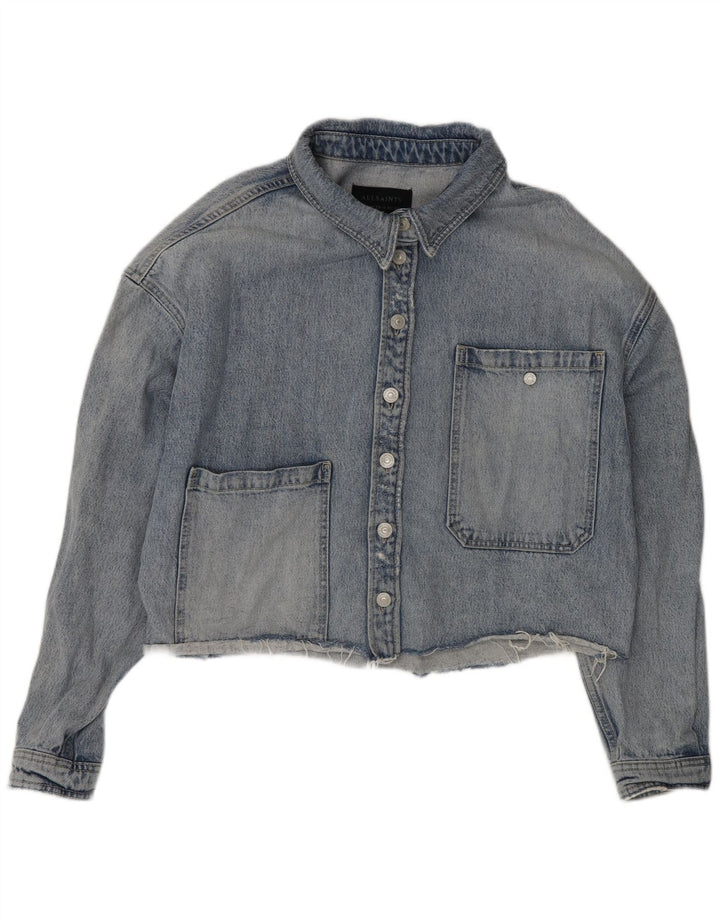 Женская джинсовая куртка оверсайз All Saints UK 10, маленькая синяя, хлопок