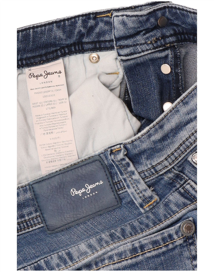 PEPE Jeans Мужские потертые обычные прямые джинсы W32 L32, синий хлопок