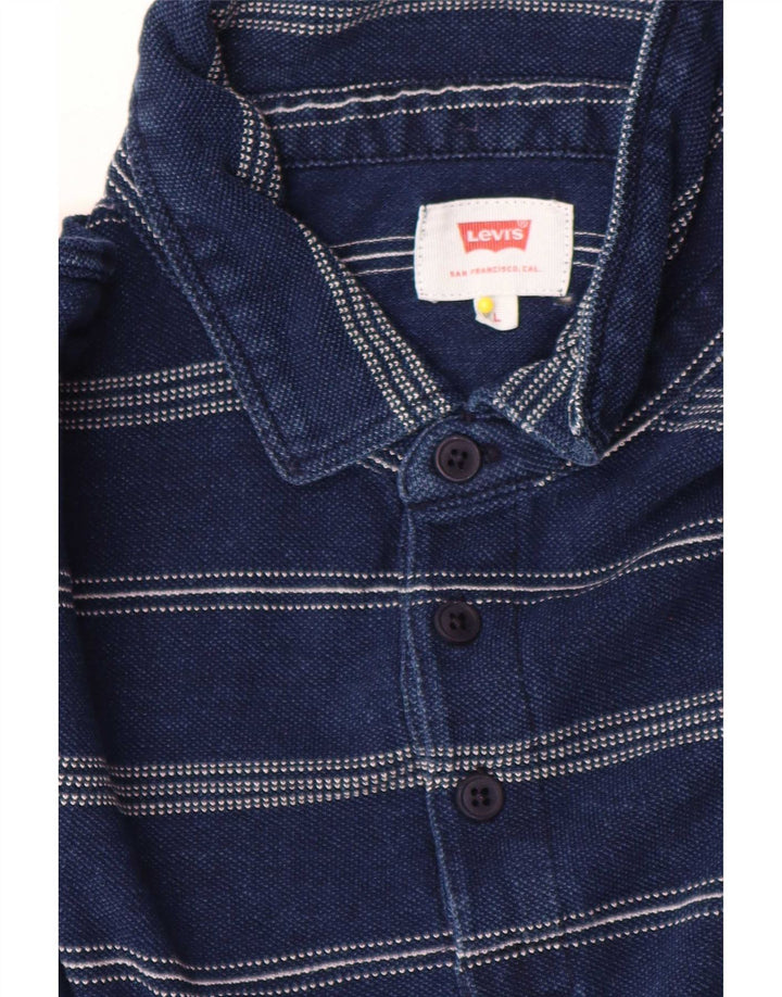 Мужская рубашка-поло Levi's, хлопковая темно-синяя полоска большого размера