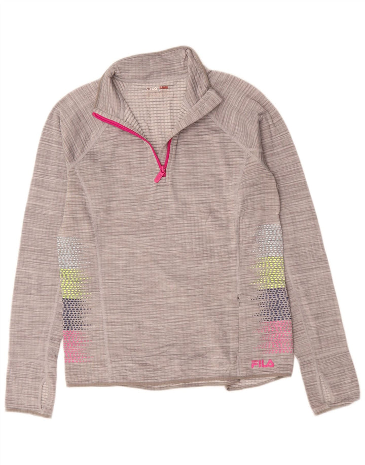 Fila Женский пуловер с воротником на молнии, спортивный костюм, Великобритания 14, средний серый в крапинку
