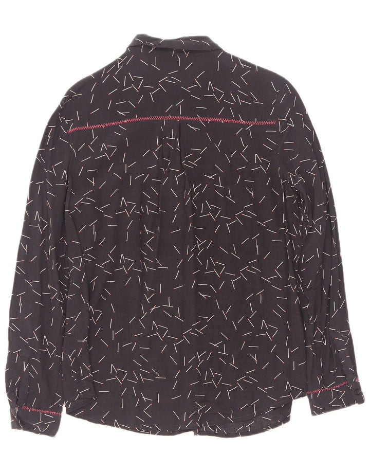 Женская рубашка оверсайз с абстрактным узором MINT VELVET UK 10, маленькая, темно-синяя
