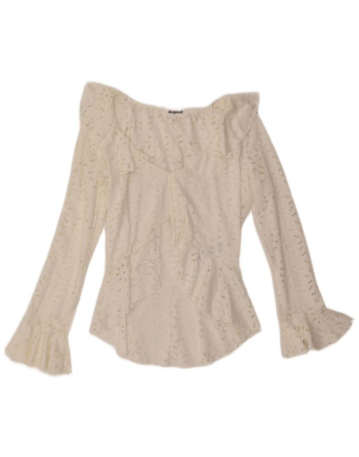 Женская асимметричная блузка-рубашка Desigual UK 12, средний белый хлопок, хлопок