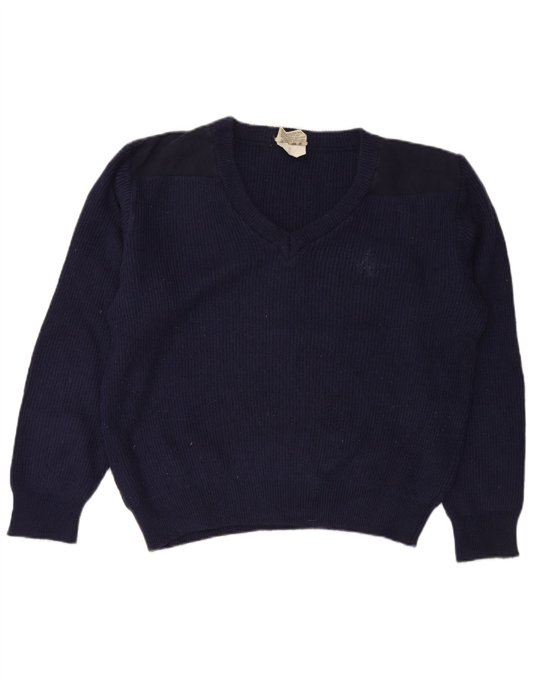 LEE Womens Oversized V-Neck Jumper Sweater UK 14 Medium Navy Blue Acrylic