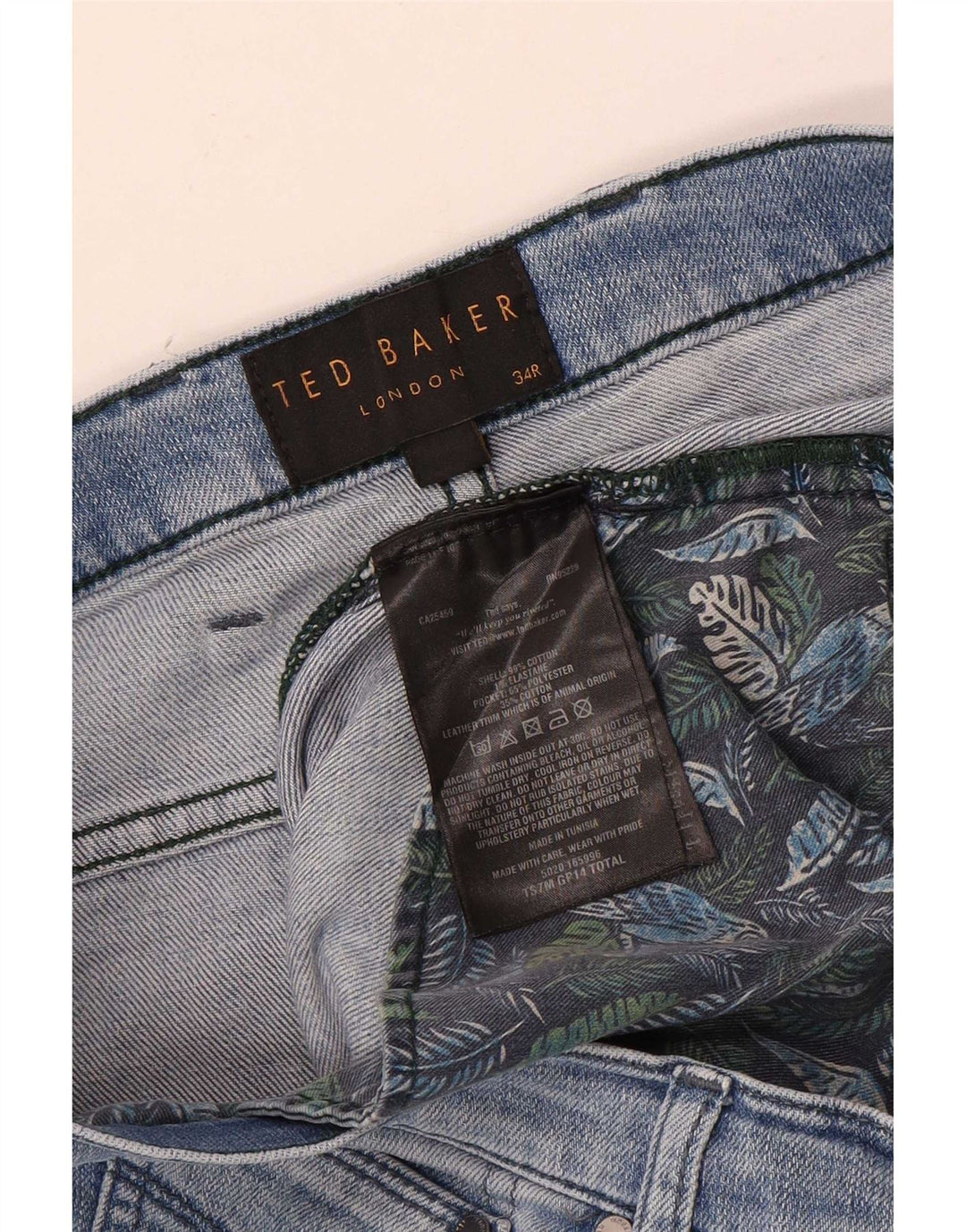 Мужские узкие джинсы Ted Baker W34 L32, синий хлопок