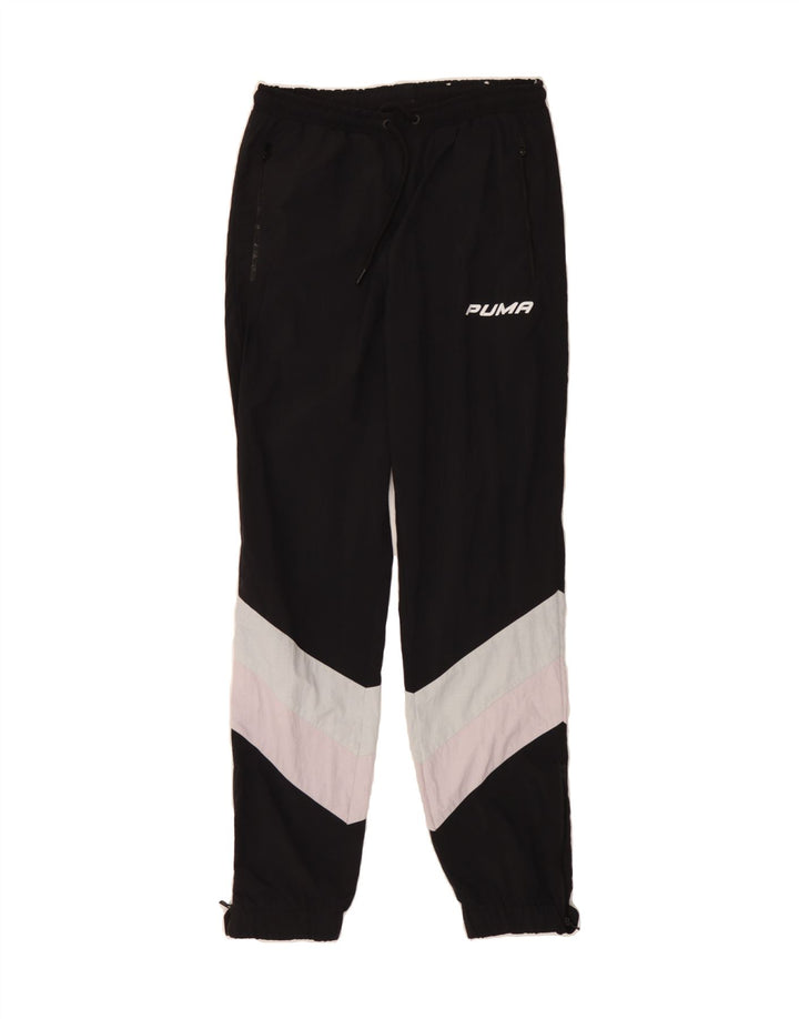 PUMA Mens Tracksuit Trousers Joggers Small Black Colourblock Nylon Vintage Puma and Second-Hand Puma from Messina Hembry 