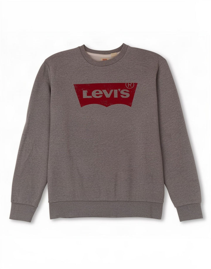 Мужской свитшот с рисунком Levi's, маленький серый хлопковый джемпер