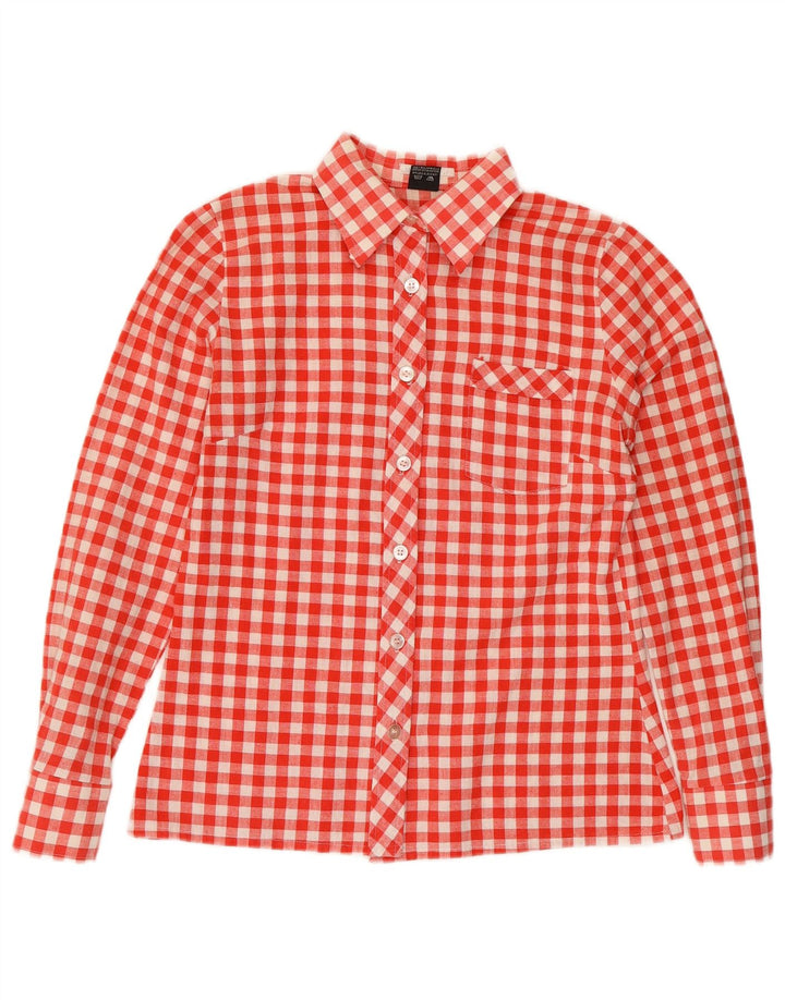 SCALA Womens Shirt UK 10 Small Red Gingham Cotton
