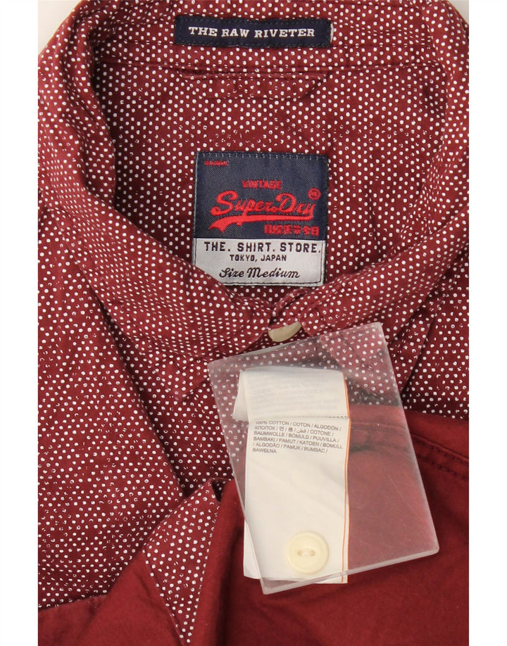 Мужская рубашка Superdry среднего цвета, бордовый пятнистый хлопок