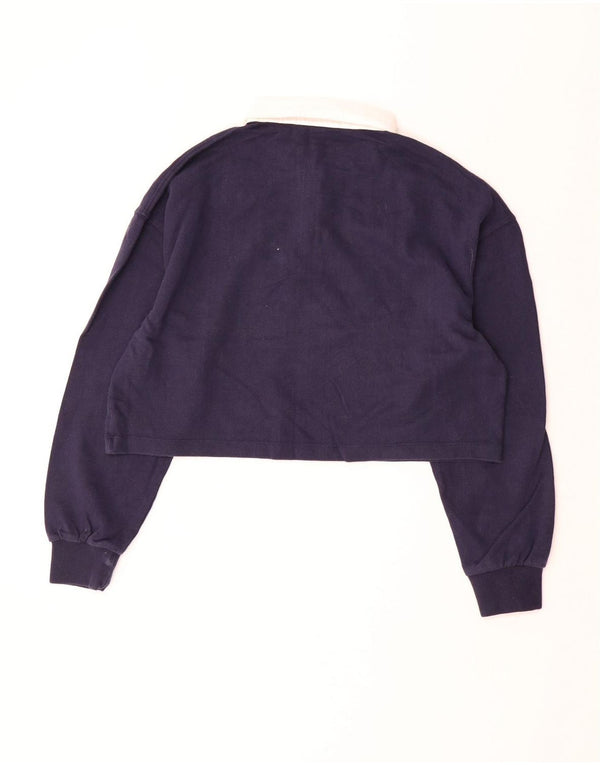 SUPERDRY Женская укороченная рубашка-поло для регби большого размера UK 12, средний темно-синий