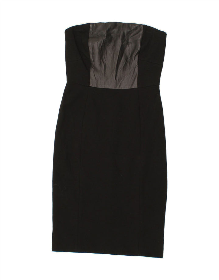 TRUSSARDI Womens Off Shoulder Dress IT 42 Medium Black Colourblock Viscose Vintage Trussardi and Second-Hand Trussardi from Messina Hembry 