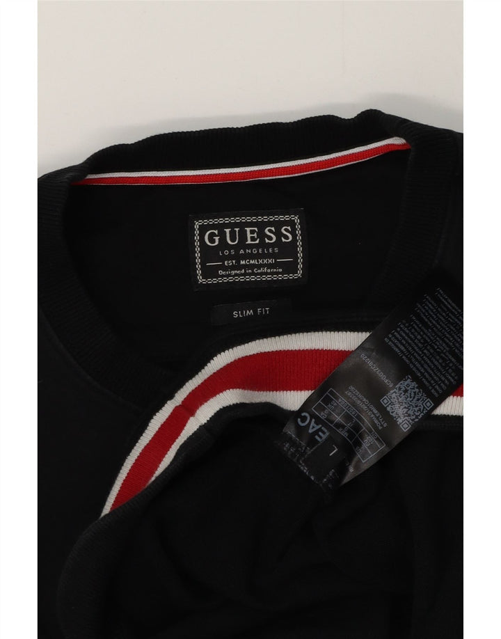 Мужской джемпер приталенного кроя GUESS UK 40, средний черный с цветными блоками