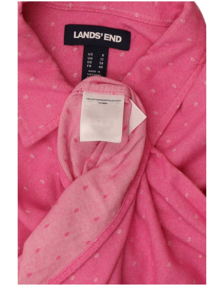 Рубашка женская LANDS END UK 12, хлопок среднего розового цвета с пятнышками