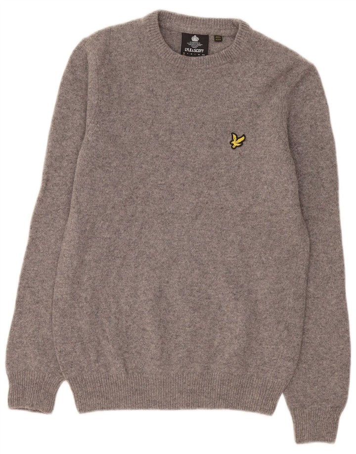 Мужской джемпер с круглым вырезом Lyle & Scott XS, серый шерстяной свитер