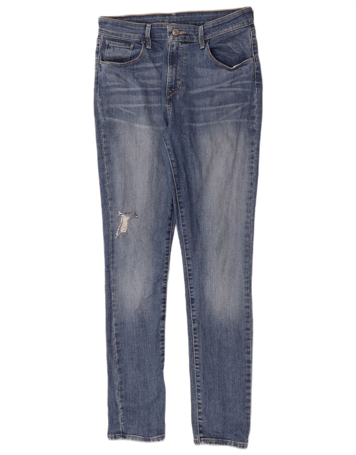 Женские потертые джинсы скинни Levi's W29 L30, синий хлопок