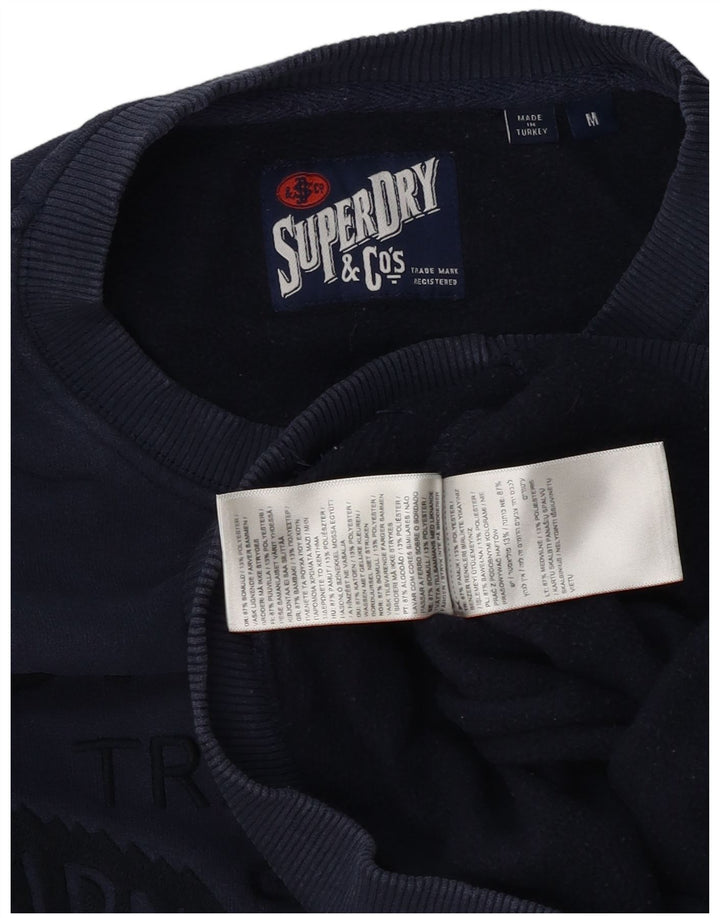 Мужской свитшот с рисунком Superdry, средний темно-синий хлопковый джемпер