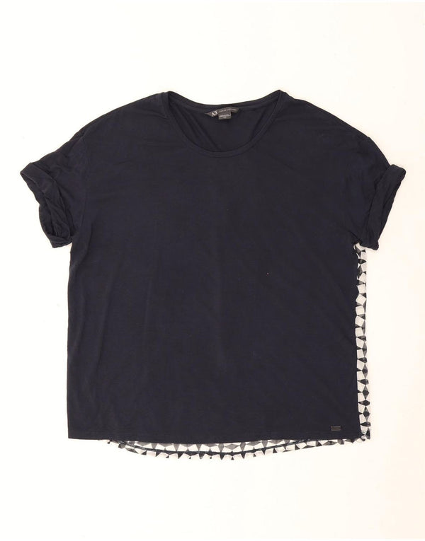 Женская футболка Armani Exchange Top UK 14 Medium Navy Blue с геометрическим рисунком