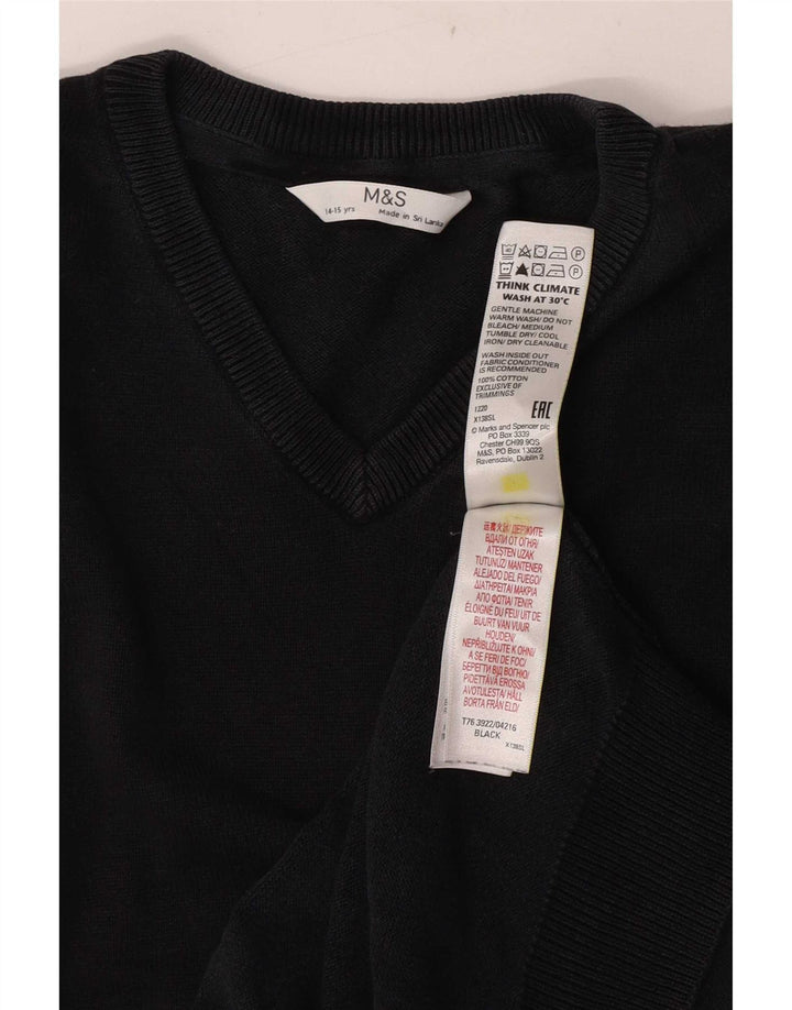 Майка безрукавка для мальчиков Marks & Spencer, черный хлопковый цвет, 14–15 лет
