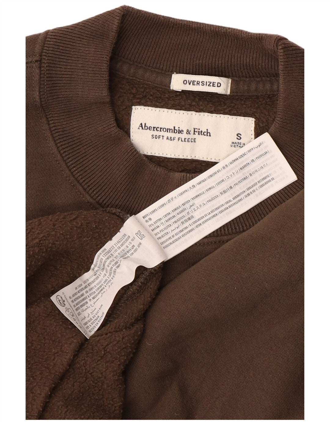 Мужской свитшот большого размера Abercrombie & Fitch, маленький коричневый хлопковый джемпер