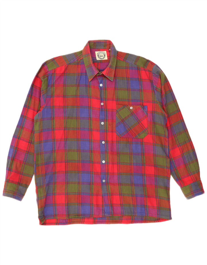 Мужская фланелевая рубашка VINTAGE, размер 41/42, большой хлопок в разноцветную клетку