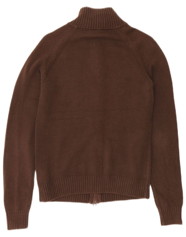 Женский джемпер с воротником на молнии Zara UK 12, хлопковый средний коричневый цвет