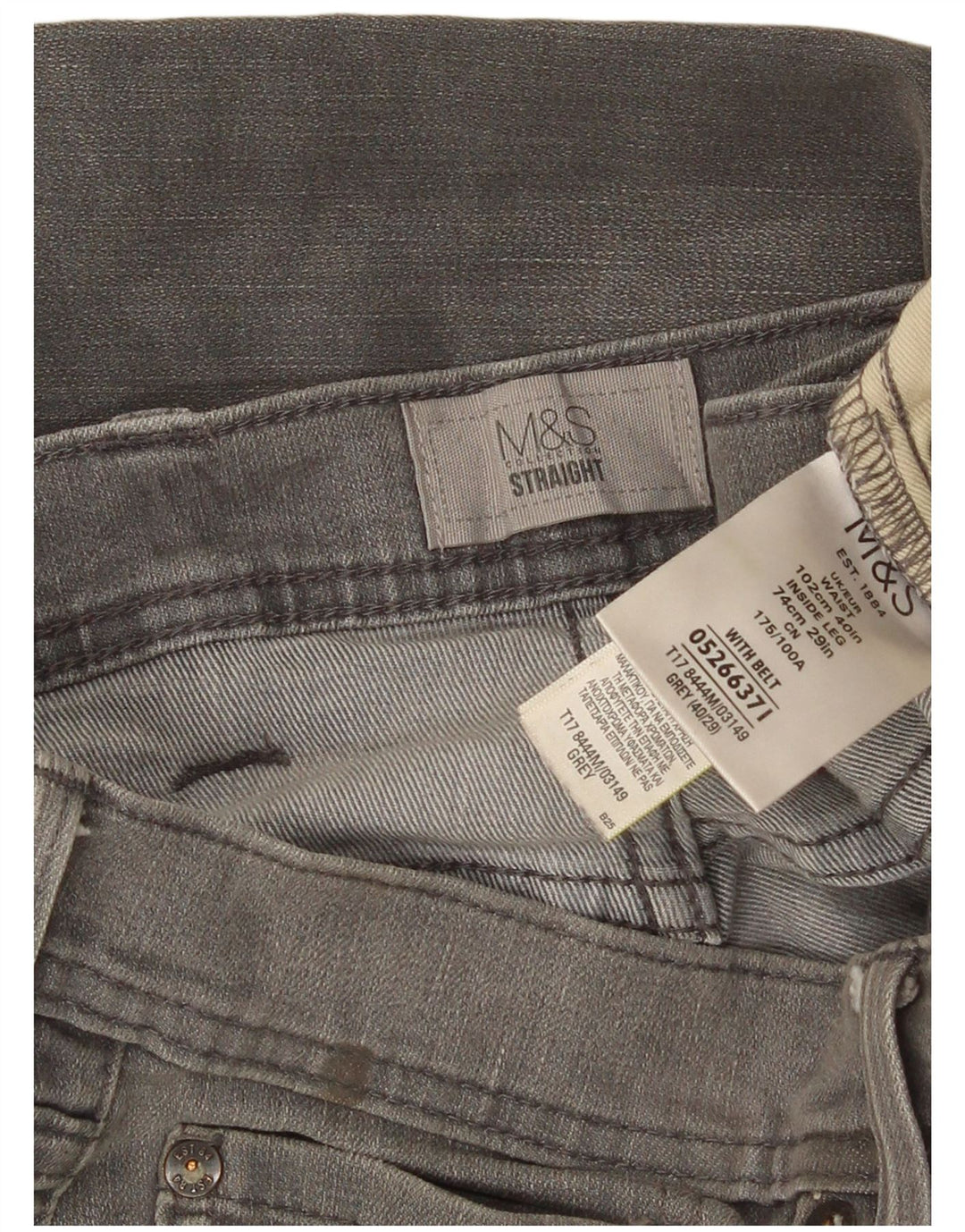 Мужские прямые джинсы Marks & Spencer W40 L29 серые, хлопок